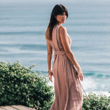 Dusty Pink Organic Boho Dress • One Shoulder Greek Goddess Dress - AYA SW IDR