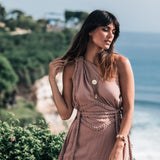 Dusty Pink Organic Boho Dress • One Shoulder Greek Goddess Dress - AYA SW IDR