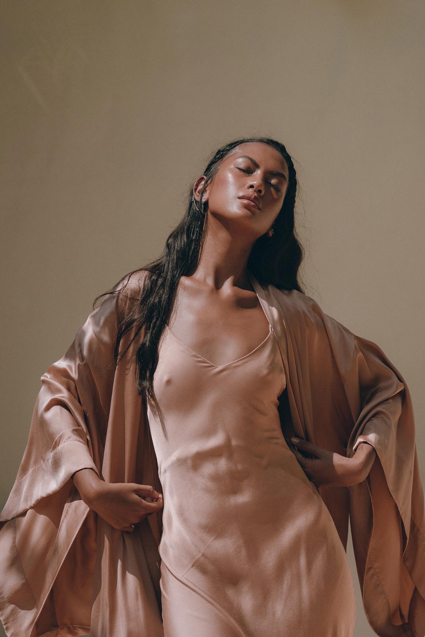 Dusty Pink Peace Silk Slip Dress • Open Back Dress • Evening Boho Dress - AYA SW IDR