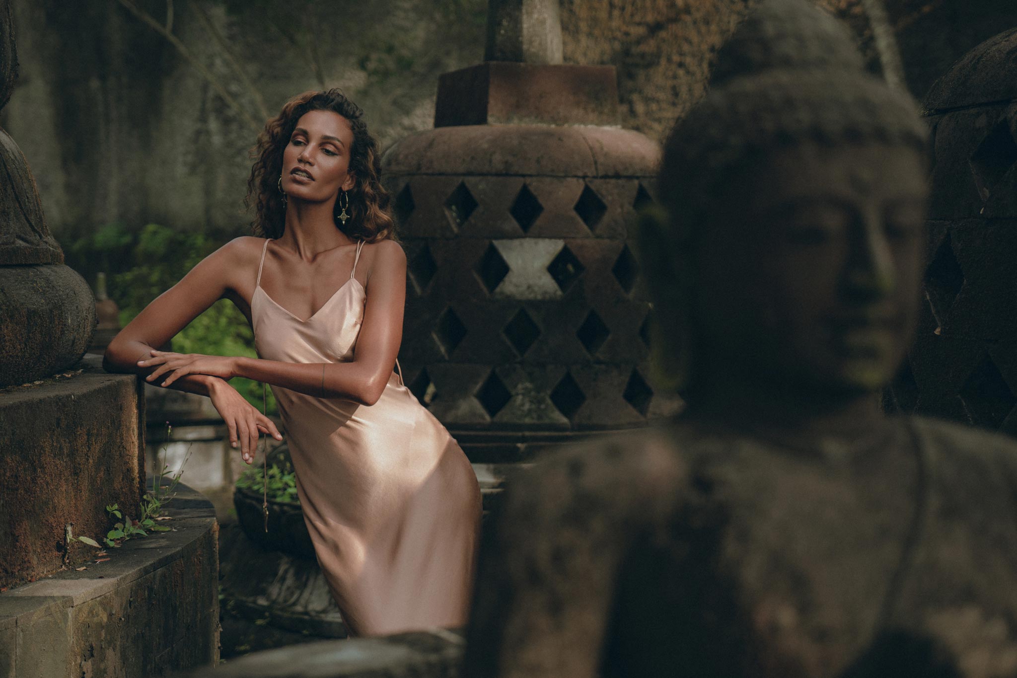 Dusty Pink Peace Silk Slip Dress • Open Back Dress • Evening Boho Dress - AYA SW IDR