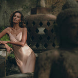 Dusty Pink Peace Silk Slip Dress • Open Back Dress • Evening Boho Dress - AYA SW IDR