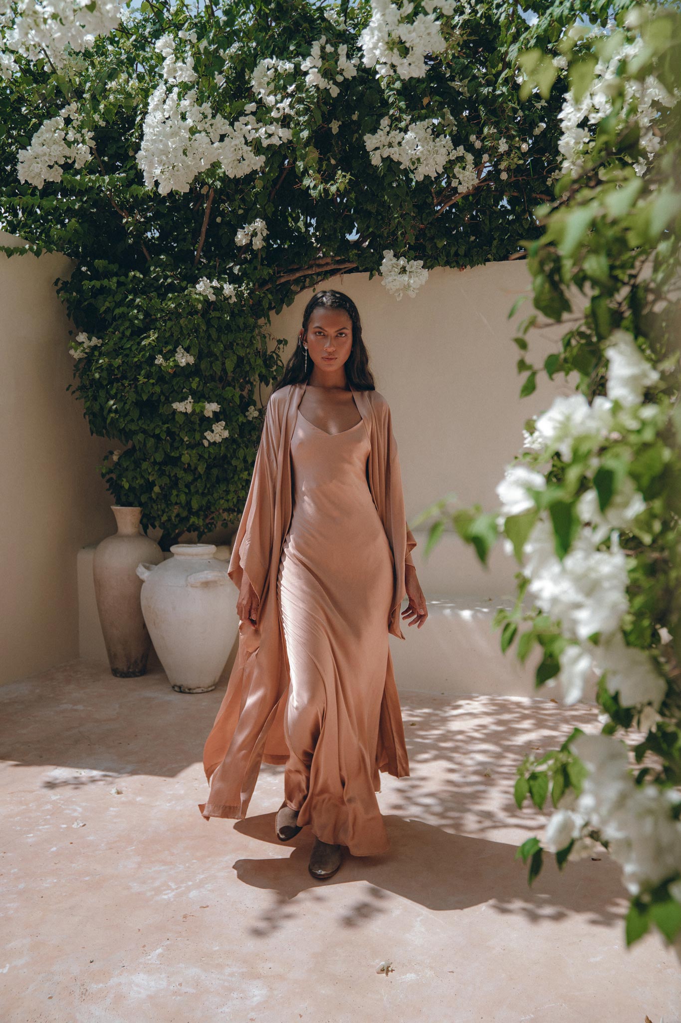 Dusty Pink Peace Silk Slip Dress • Open Back Dress • Evening Boho Dres – AYA SW IDR