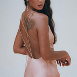 Dusty Pink Peace Silk Slip Dress • Open Back Dress • Evening Boho Dress - AYA SW IDR