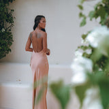 Dusty Pink Peace Silk Slip Dress • Open Back Dress • Evening Boho Dress - AYA SW IDR