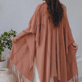 Dusty Pink Poncho Robe • Bridal Cover Up Women • Bohemian Kimono Overcoat - AYA SW IDR