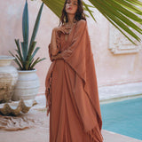 Dusty Pink Poncho Robe • Bridal Cover Up Women • Bohemian Kimono Overcoat - AYA SW IDR