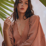 Dusty Pink Poncho Robe • Bridal Cover Up Women • Bohemian Kimono Overcoat - AYA SW IDR