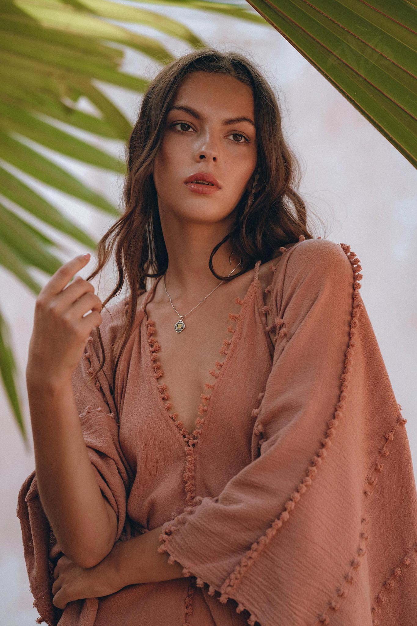 Dusty Pink Poncho Robe • Bridal Cover Up Women • Bohemian Kimono Overcoat - AYA SW IDR
