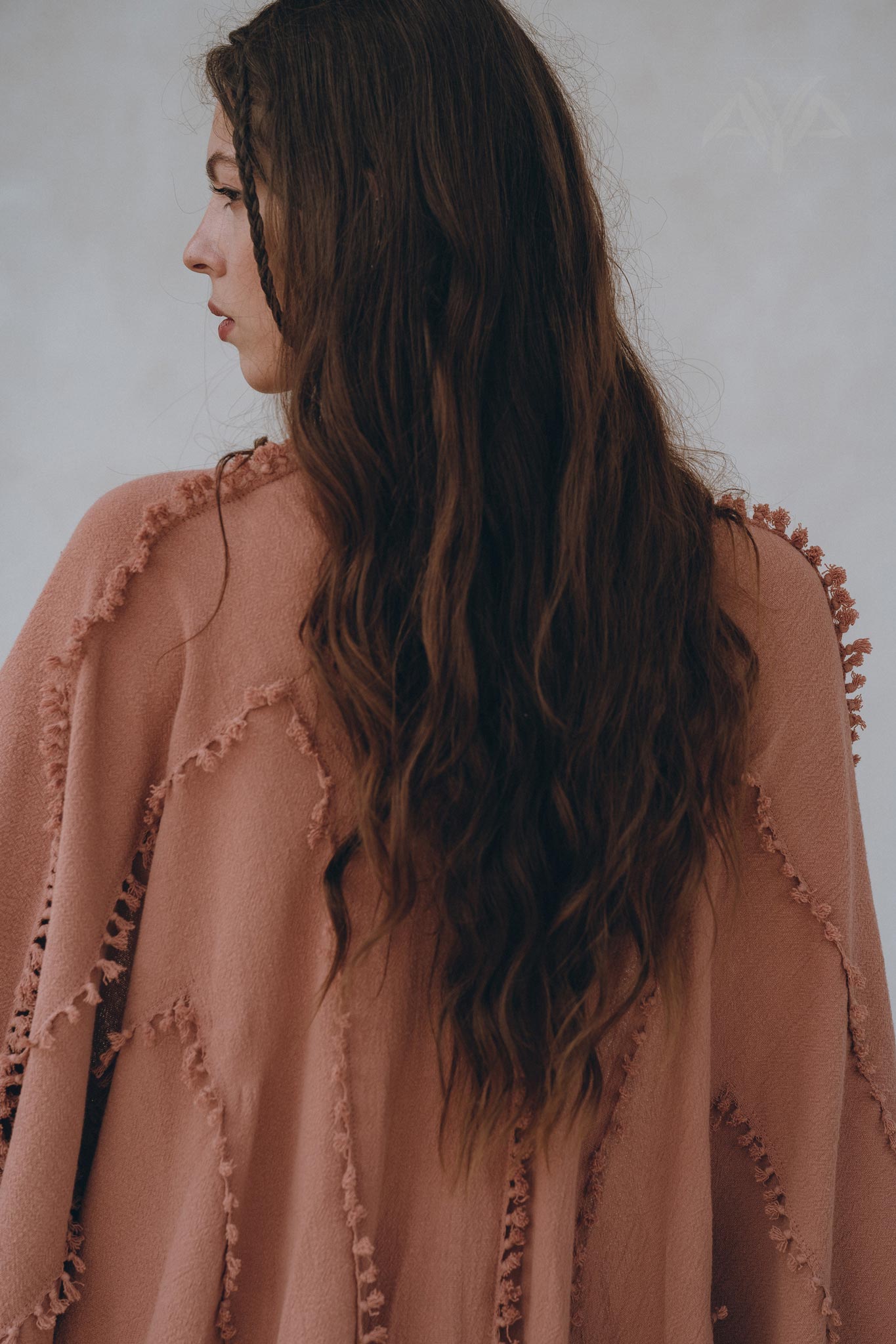 Dusty Pink Poncho Robe • Bridal Cover Up Women • Bohemian Kimono Overcoat - AYA SW IDR