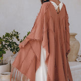 Dusty Pink Poncho Robe • Bridal Cover Up Women • Bohemian Kimono Overcoat - AYA SW IDR