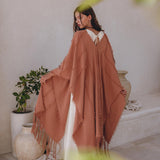 Dusty Pink Poncho Robe • Bridal Cover Up Women • Bohemian Kimono Overcoat - AYA SW IDR