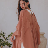 Dusty Pink Poncho Robe • Bridal Cover Up Women • Bohemian Kimono Overcoat - AYA SW IDR