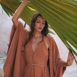 Dusty Pink Poncho Robe • Bridal Cover Up Women • Bohemian Kimono Overcoat - AYA SW IDR