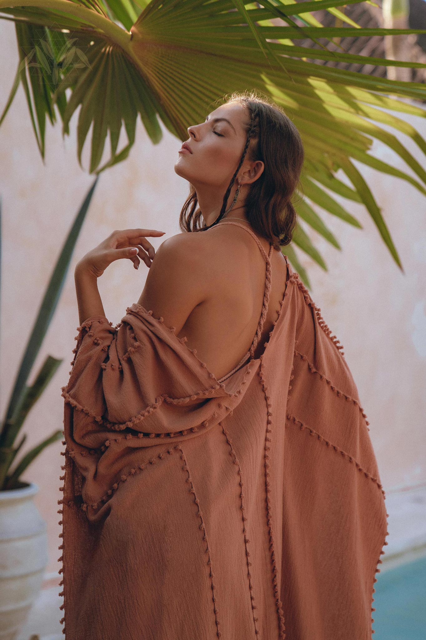 Dusty Pink Poncho Robe • Bridal Cover Up Women • Bohemian Kimono Overcoat - AYA SW IDR