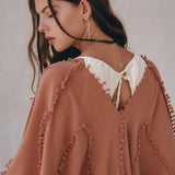 Dusty Pink Poncho Robe • Bridal Cover Up Women • Bohemian Kimono Overcoat - AYA SW IDR