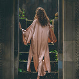 Dusty Pink Silk Robe • Bohemian Kaftan Cardigan • Long Cape for Women - AYA SW IDR
