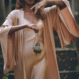 Dusty Pink Silk Robe • Bohemian Kaftan Cardigan • Long Cape for Women - AYA SW IDR