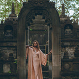 Dusty Pink Silk Robe • Bohemian Kaftan Cardigan • Long Cape for Women - AYA SW IDR