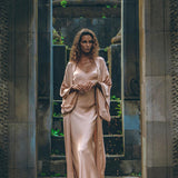 Dusty Pink Silk Robe • Bohemian Kaftan Cardigan • Long Cape for Women - AYA SW IDR