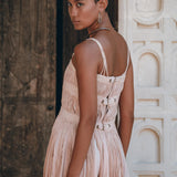Dusty Pink Tribal Goddess Slip Over • Ethnic Handwoven Macrame Net Overlay Dress - AYA SW IDR
