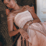 Dusty Pink Tribal Goddess Slip Over • Ethnic Handwoven Macrame Net Overlay Dress - AYA SW IDR