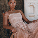Dusty Pink Tribal Goddess Slip Over • Ethnic Handwoven Macrame Net Overlay Dress - AYA SW IDR