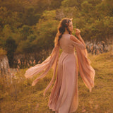 Dusty Rose Makosh Goddess Dress • Organic Bridesmaid Kimono Dress • Cotton Wrap Dress - AYA SW IDR