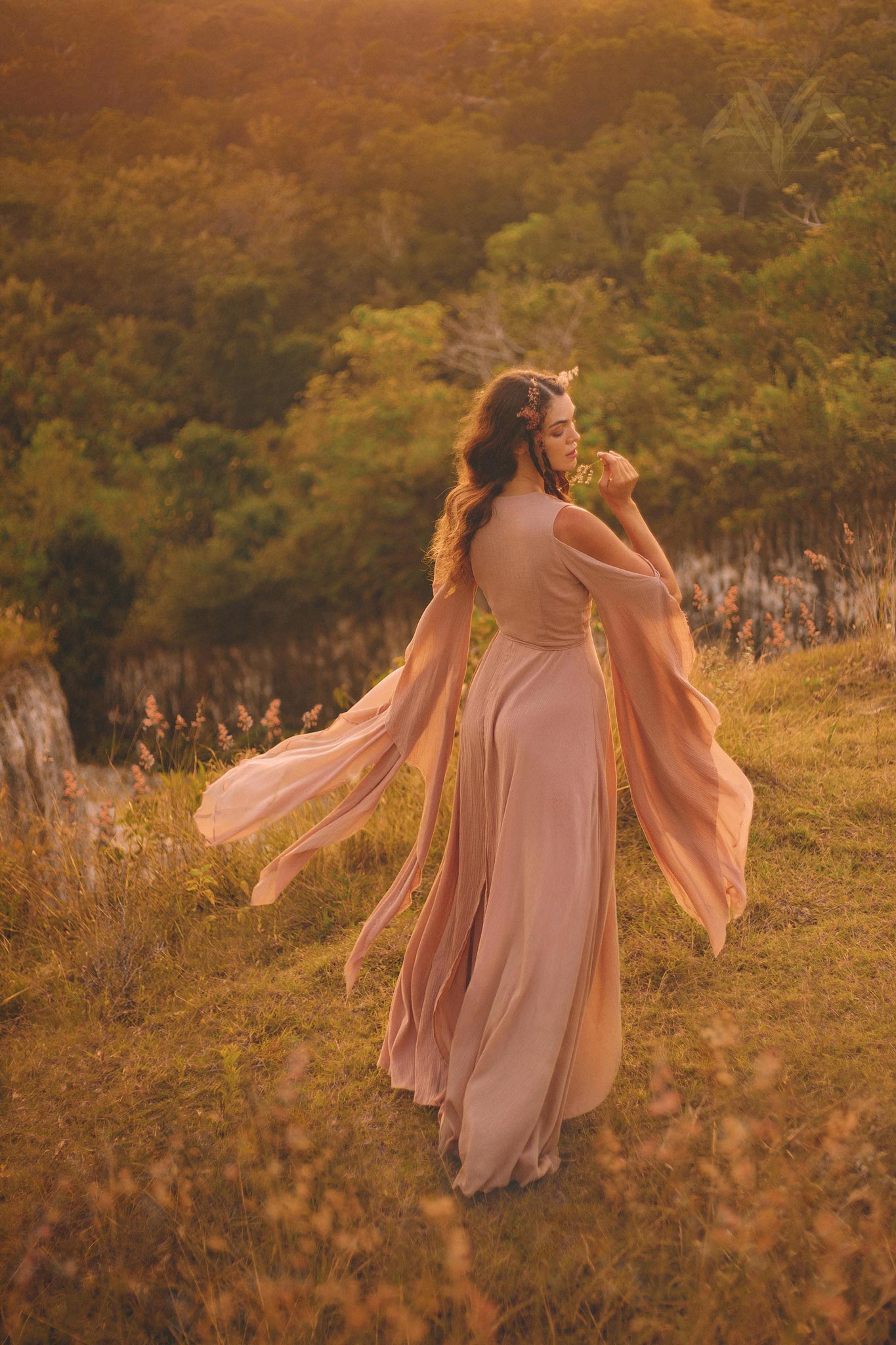 Dusty Rose Makosh Goddess Dress • Organic Bridesmaid Kimono Dress • Cotton Wrap Dress - AYA SW IDR