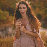Dusty Rose Makosh Goddess Dress • Organic Bridesmaid Kimono Dress • Cotton Wrap Dress - AYA SW IDR