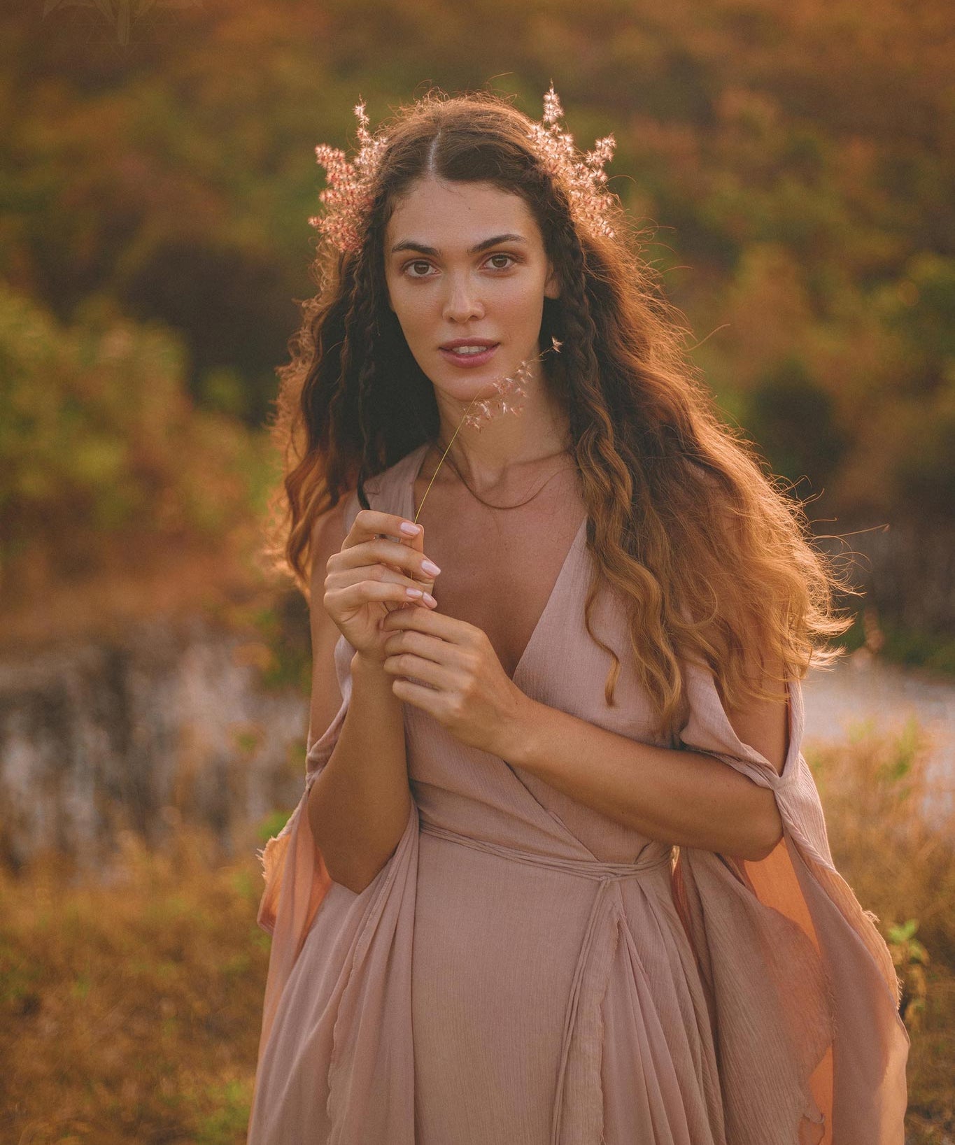 Dusty Rose Makosh Goddess Dress • Organic Bridesmaid Kimono Dress • Cotton Wrap Dress - AYA SW IDR