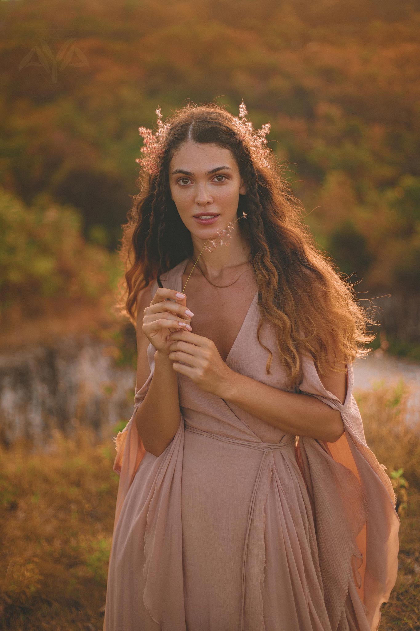 Dusty Rose Makosh Goddess Dress • Organic Bridesmaid Kimono Dress • Cotton Wrap Dress - AYA SW IDR