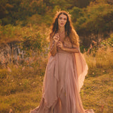 Dusty Rose Makosh Goddess Dress • Organic Bridesmaid Kimono Dress • Cotton Wrap Dress - AYA SW IDR