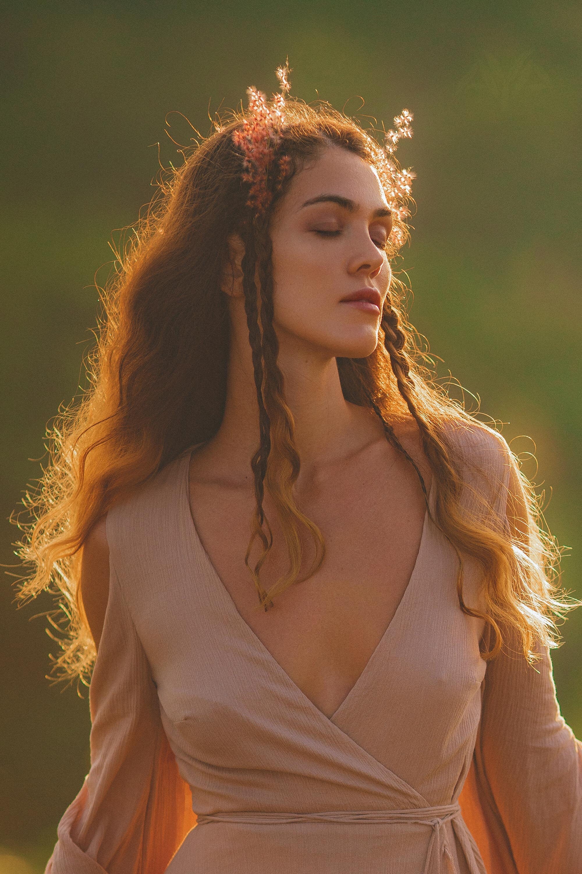 Dusty Rose Makosh Goddess Dress • Organic Bridesmaid Kimono Dress • Cotton Wrap Dress - AYA SW IDR