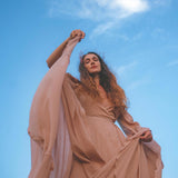 Dusty Rose Makosh Goddess Dress • Organic Bridesmaid Kimono Dress • Cotton Wrap Dress - AYA SW IDR
