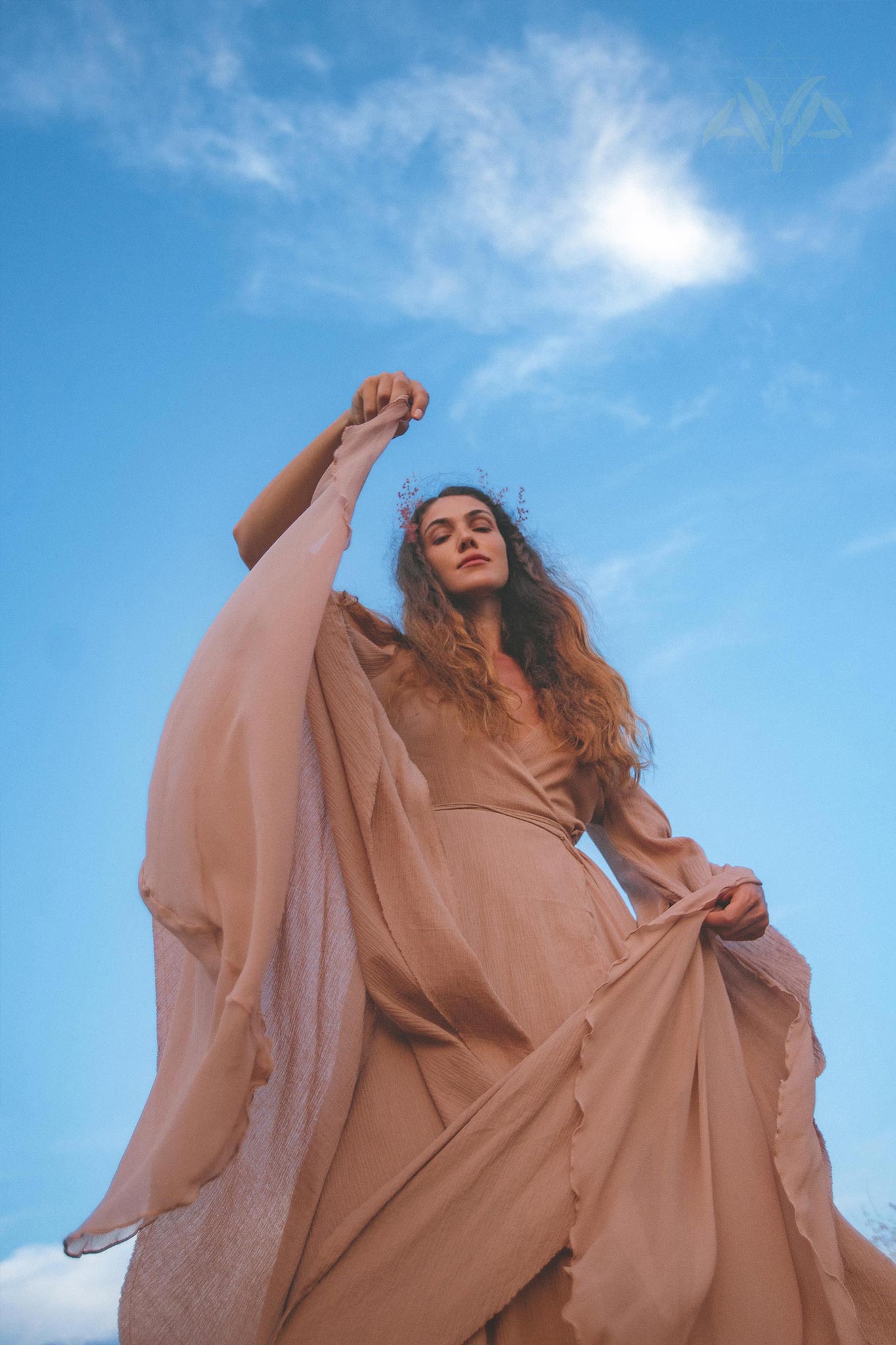 Dusty Rose Makosh Goddess Dress • Organic Bridesmaid Kimono Dress • Cotton Wrap Dress - AYA SW IDR