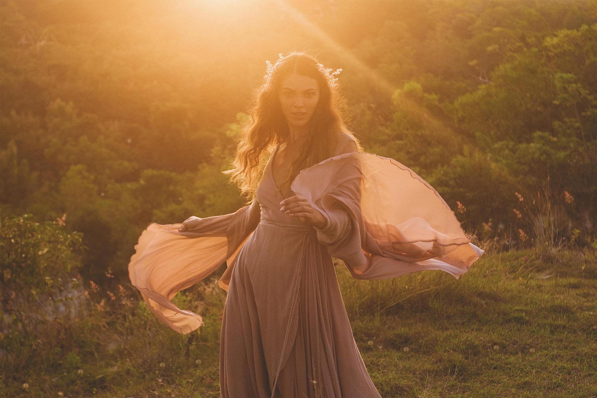 Dusty Rose Makosh Goddess Dress • Organic Bridesmaid Kimono Dress • Cotton Wrap Dress - AYA SW IDR