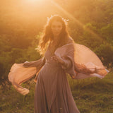 Dusty Rose Makosh Goddess Dress • Organic Bridesmaid Kimono Dress • Cotton Wrap Dress - AYA SW IDR