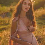 Dusty Rose Makosh Goddess Dress • Organic Bridesmaid Kimono Dress • Cotton Wrap Dress - AYA SW IDR