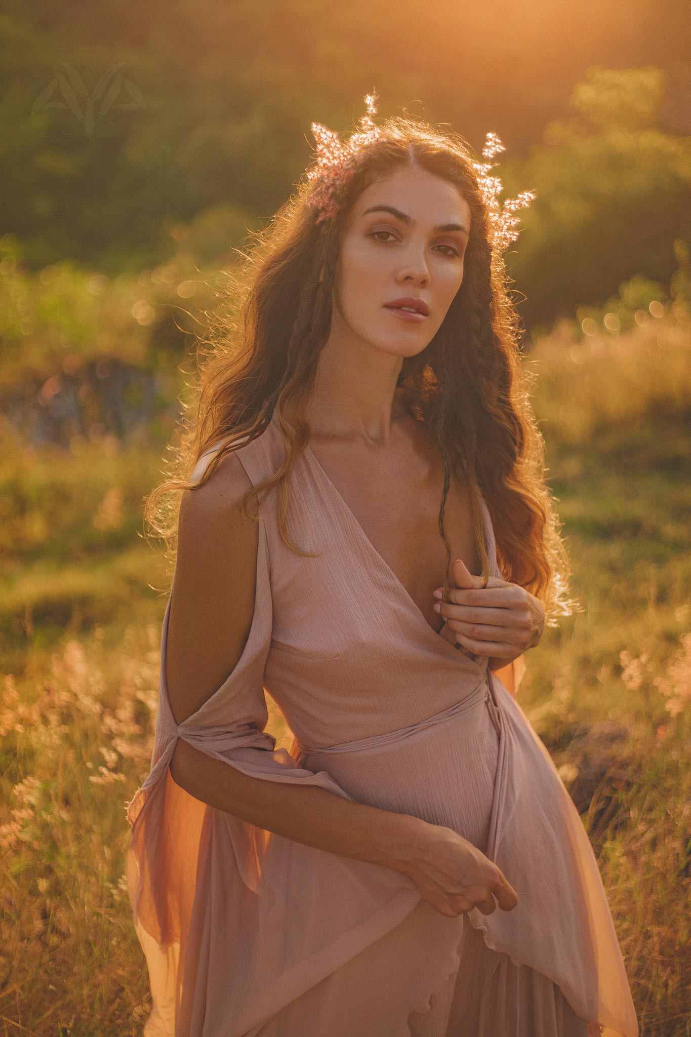 Dusty Rose Makosh Goddess Dress • Organic Bridesmaid Kimono Dress • Cotton Wrap Dress - AYA SW IDR