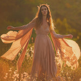 Dusty Rose Makosh Goddess Dress • Organic Bridesmaid Kimono Dress • Cotton Wrap Dress - AYA SW IDR