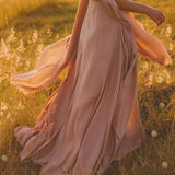 Dusty Rose Makosh Goddess Dress • Organic Bridesmaid Kimono Dress • Cotton Wrap Dress - AYA SW IDR