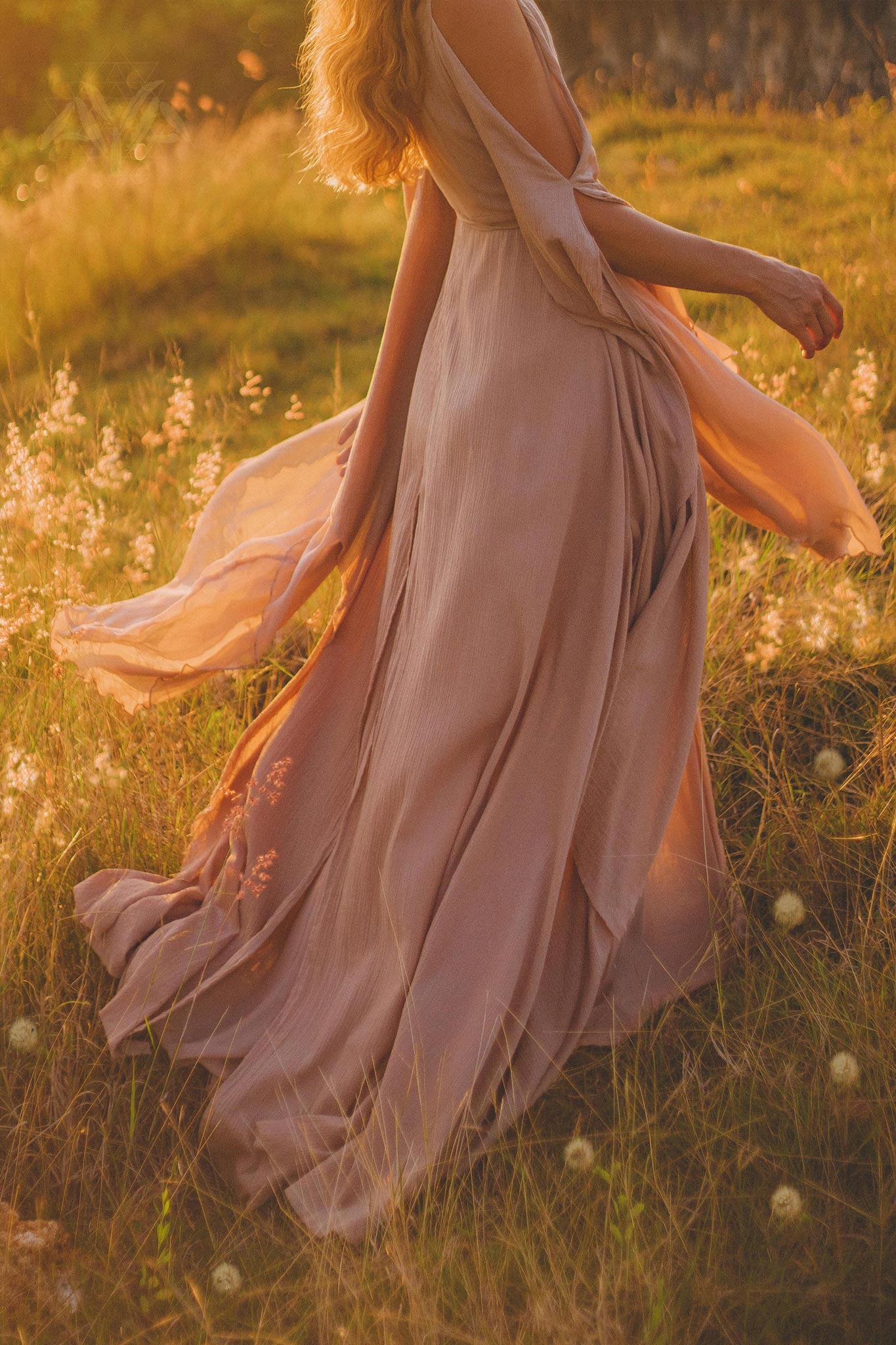 Dusty Rose Makosh Goddess Dress • Organic Bridesmaid Kimono Dress • Cotton Wrap Dress - AYA SW IDR