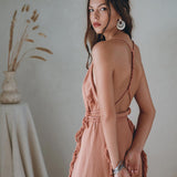 Dusty Rose Organic Boho Dress with Hand Loomed Tassels - AYA SW IDR