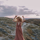Dusty Rose Organic Boho Dress with Hand Loomed Tassels - AYA SW IDR