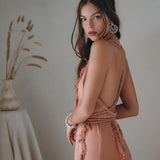 Dusty Rose Organic Boho Dress with Hand Loomed Tassels - AYA SW IDR