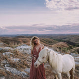 Dusty Rose Organic Boho Dress with Hand Loomed Tassels - AYA SW IDR