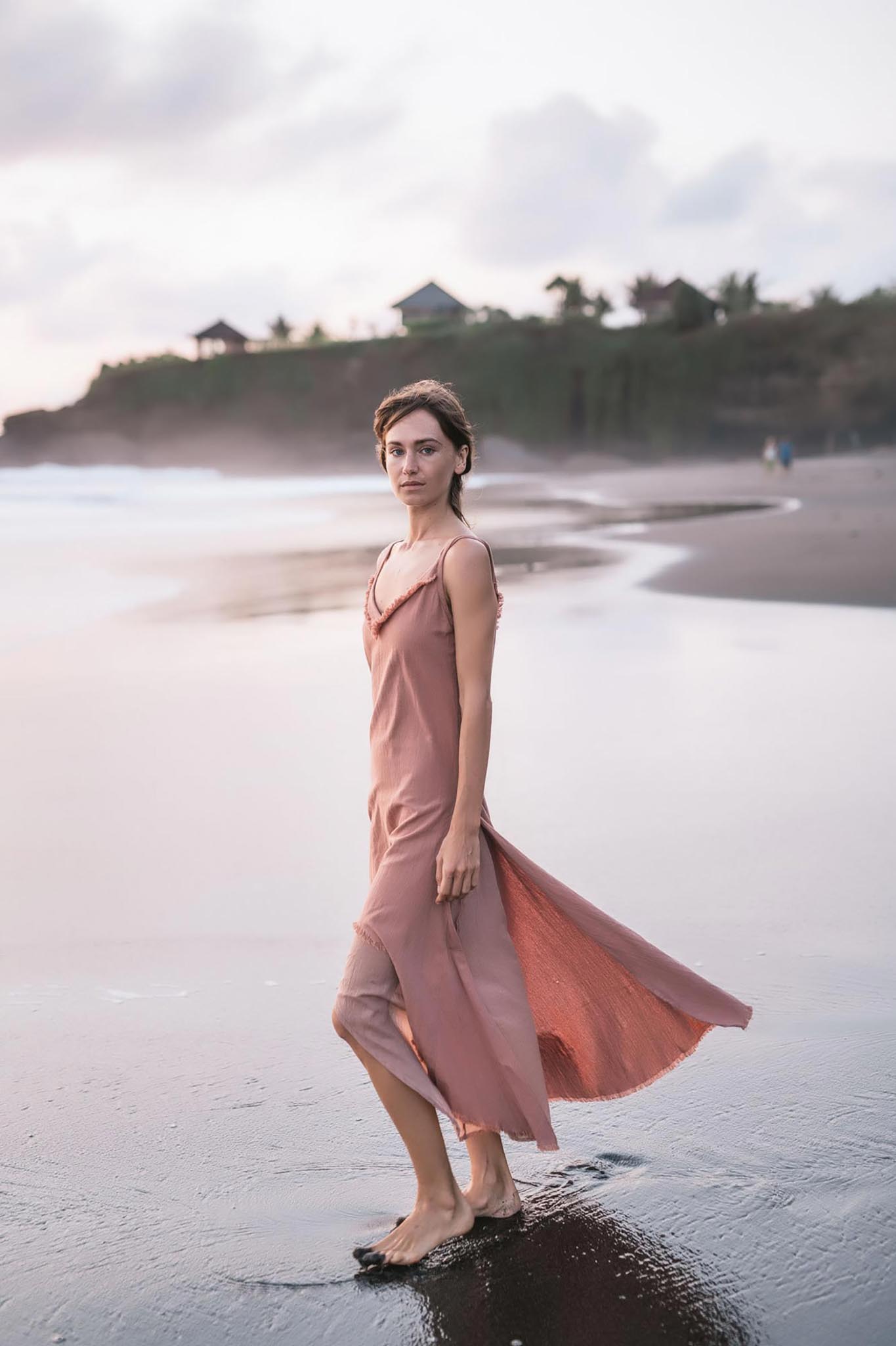 Rose Bridesmaid Dress, Midi Pink Casual Dress - AYA Sacred Wear