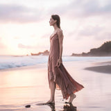 Rose Bridesmaid Dress, Midi Pink Casual Dress - AYA Sacred Wear