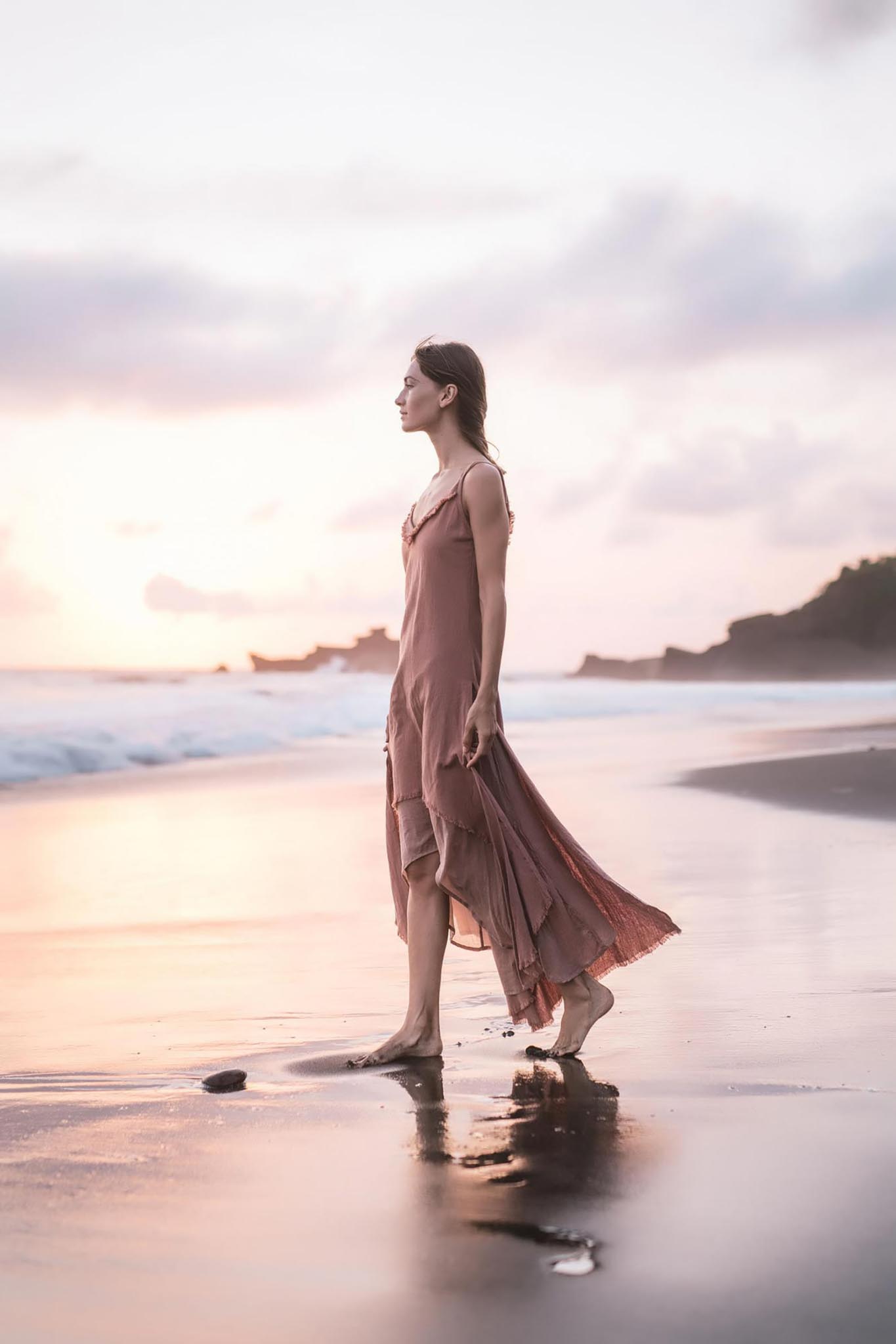 Rose Bridesmaid Dress, Midi Pink Casual Dress - AYA Sacred Wear