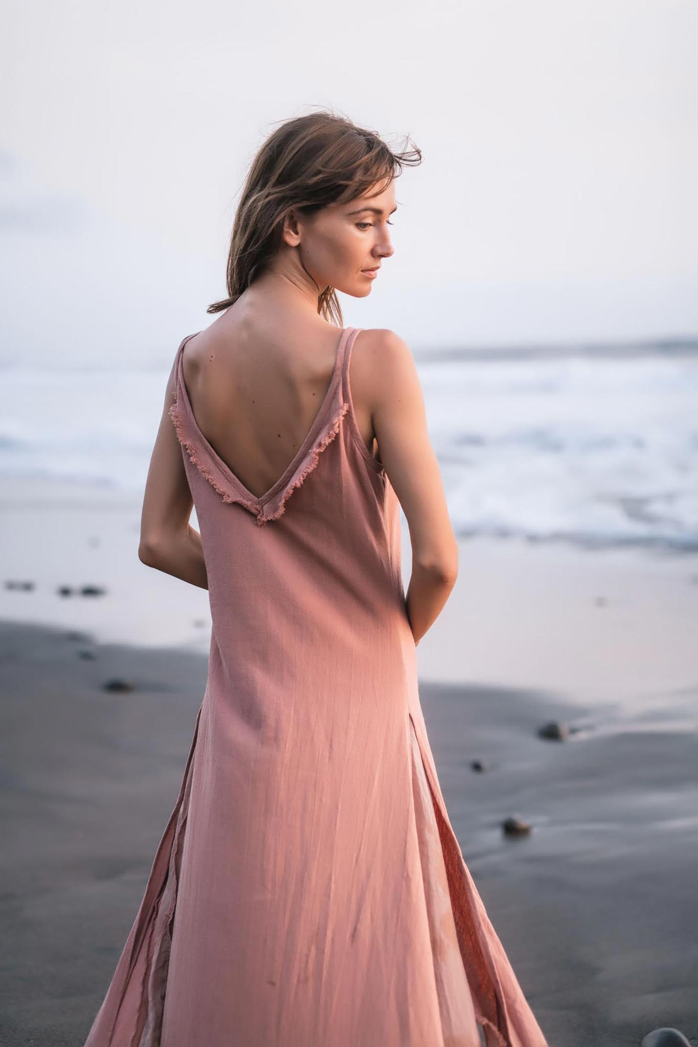 Rose Bridesmaid Dress, Midi Pink Casual Dress - AYA Sacred Wear